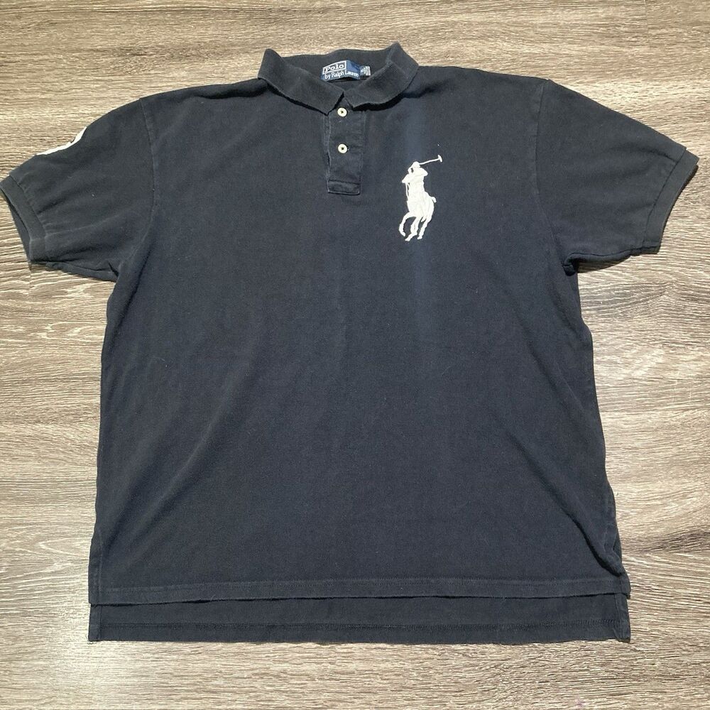 Polo Ralph Lauren Polo Shirt Mens XL Black Big Pony 3 Preppy